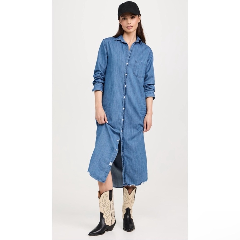 Frank & Eileen Denim Button-Front Shirt Dress in Blue